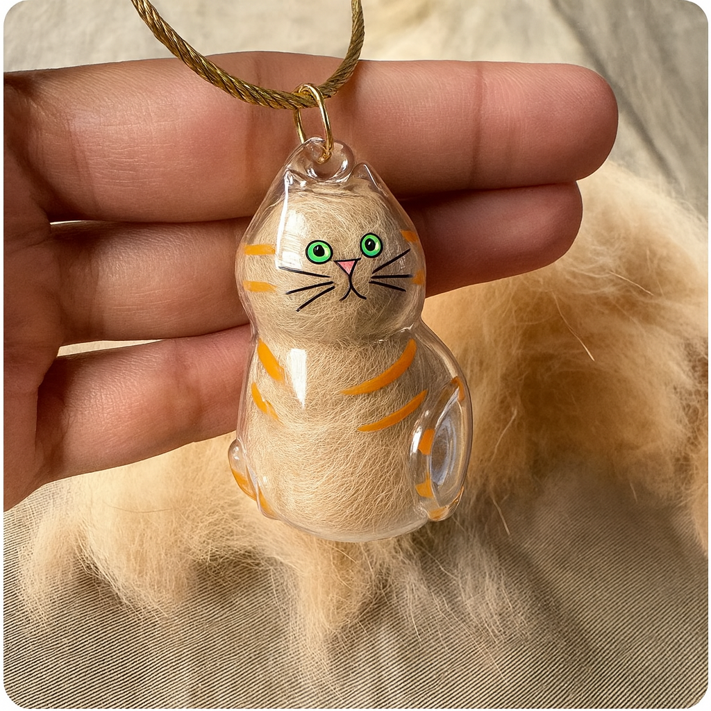 Cat Fur Memorial Resin Keychain