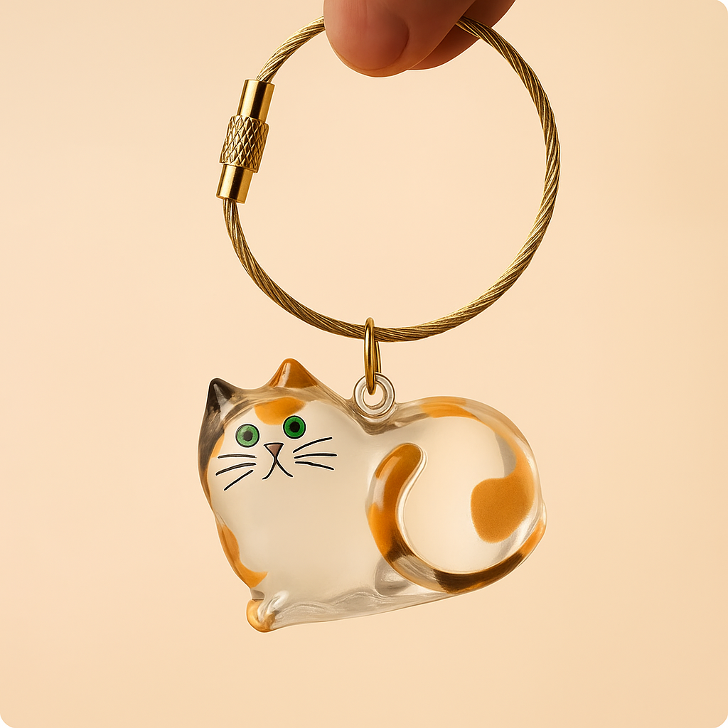 Cat Fur Memorial Resin Keychain